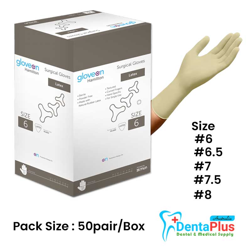 Hamilton Surgical Gloves Gloveon Latex Powder Free #50pair/Box