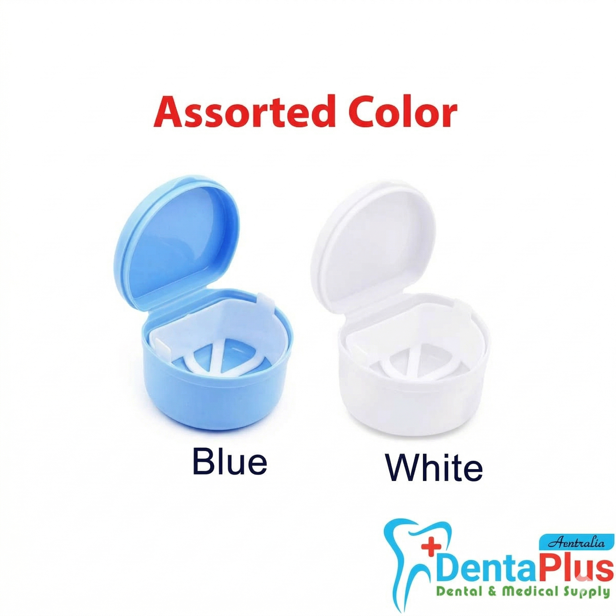 Denture Bath Case with Strainer Assorted Colours #12pcs/pkt