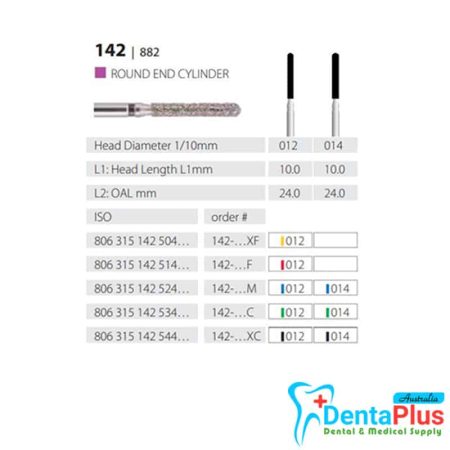 Diamond Burs Round End Cylinder ISO: 142-882 MDT #10Pcs/Box