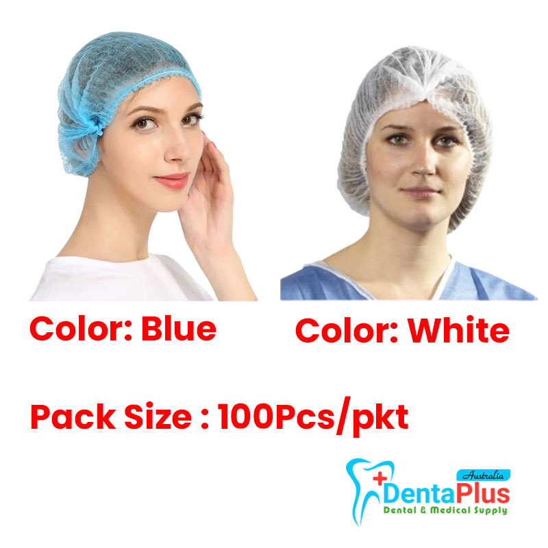 Bouffant Clip Cap/Hair Net - Blue and white #100Pcs/pkt