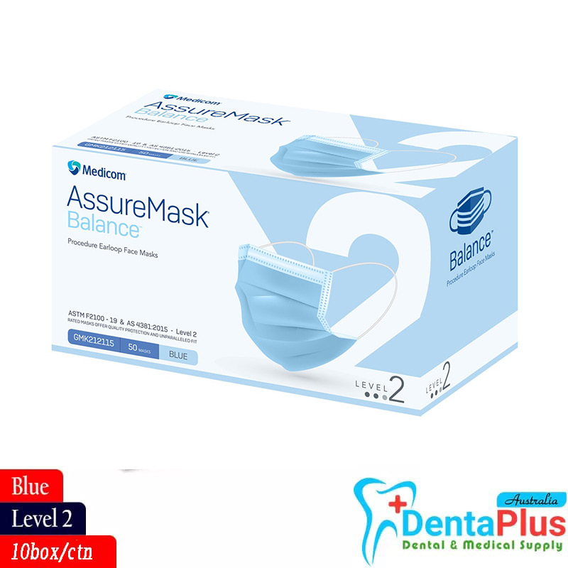 Face Masks (Level -2) Blue Medicom Assure Earloop
