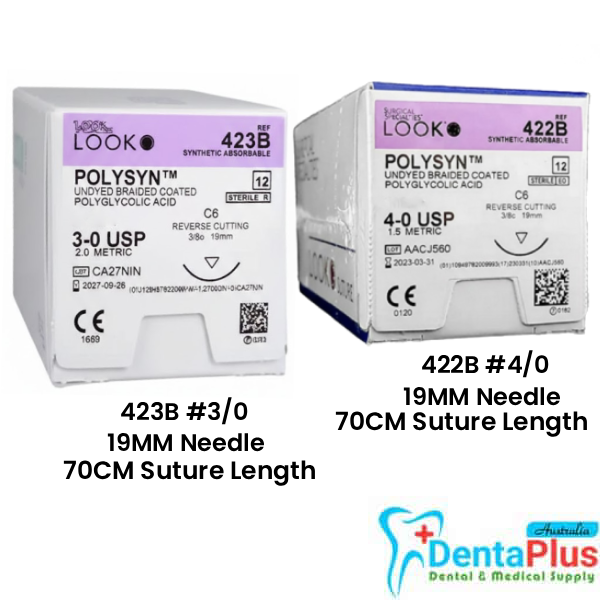 Sutures Absorbable PolySyn (12pcs/pkt) – Look (19mm needle, 70cm)