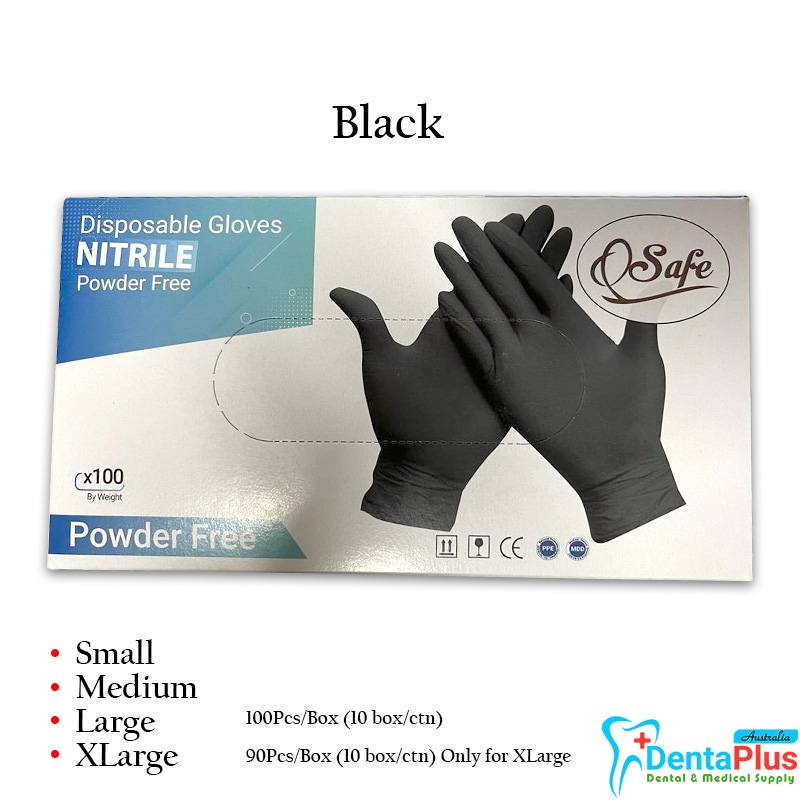 Black Nitrile Powder Free Disposable Gloves (QSAFE ) #100pcs/box